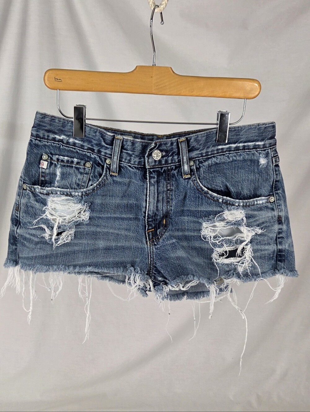 AG Adriano Goldschmied Distressed Denim Cutoff Shorts - Blue